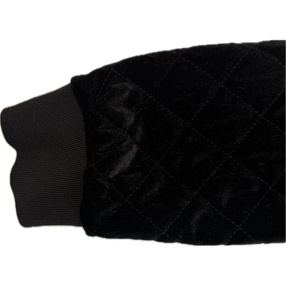Halogen Black Quilted Velvet Bomber Jacket | Size L - Picture 3 of 3